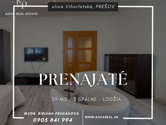 KAPA REAL ESTATE | PRENAJATÉ 2i byt, ul Vihorlatská, Prešov